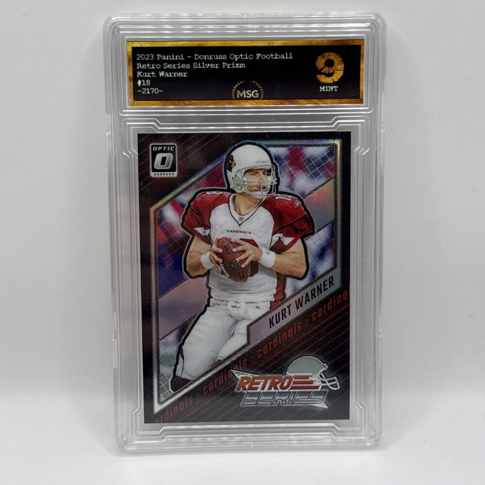 2023 Donruss Optic #18 Kurt Warner Cardinals Retro Series Silver Holo Graded 9